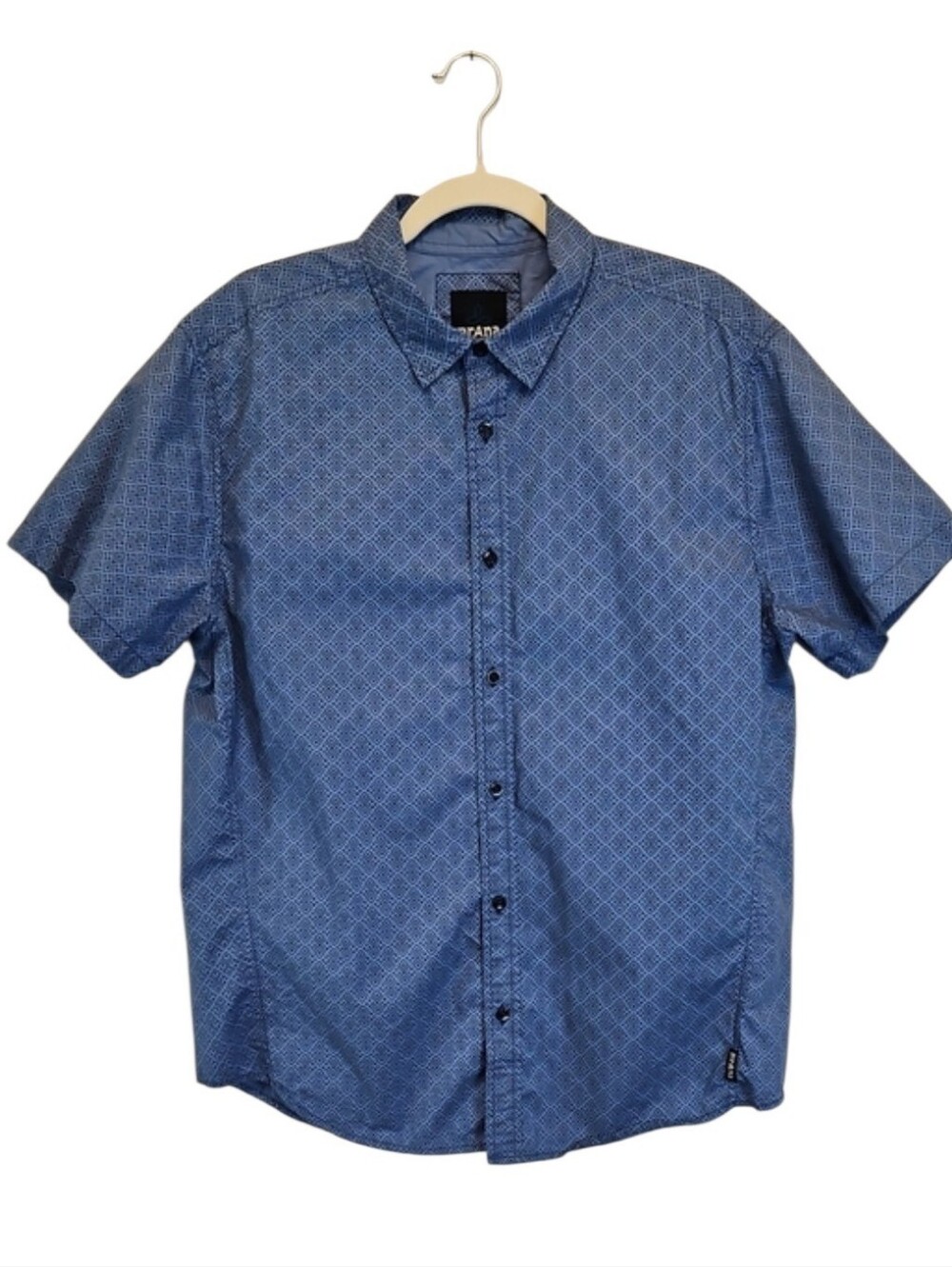 Prana Ulu 100% Organic Cotton Short-Sleeve Blue Men's Button-Up Shirt, Sz Large